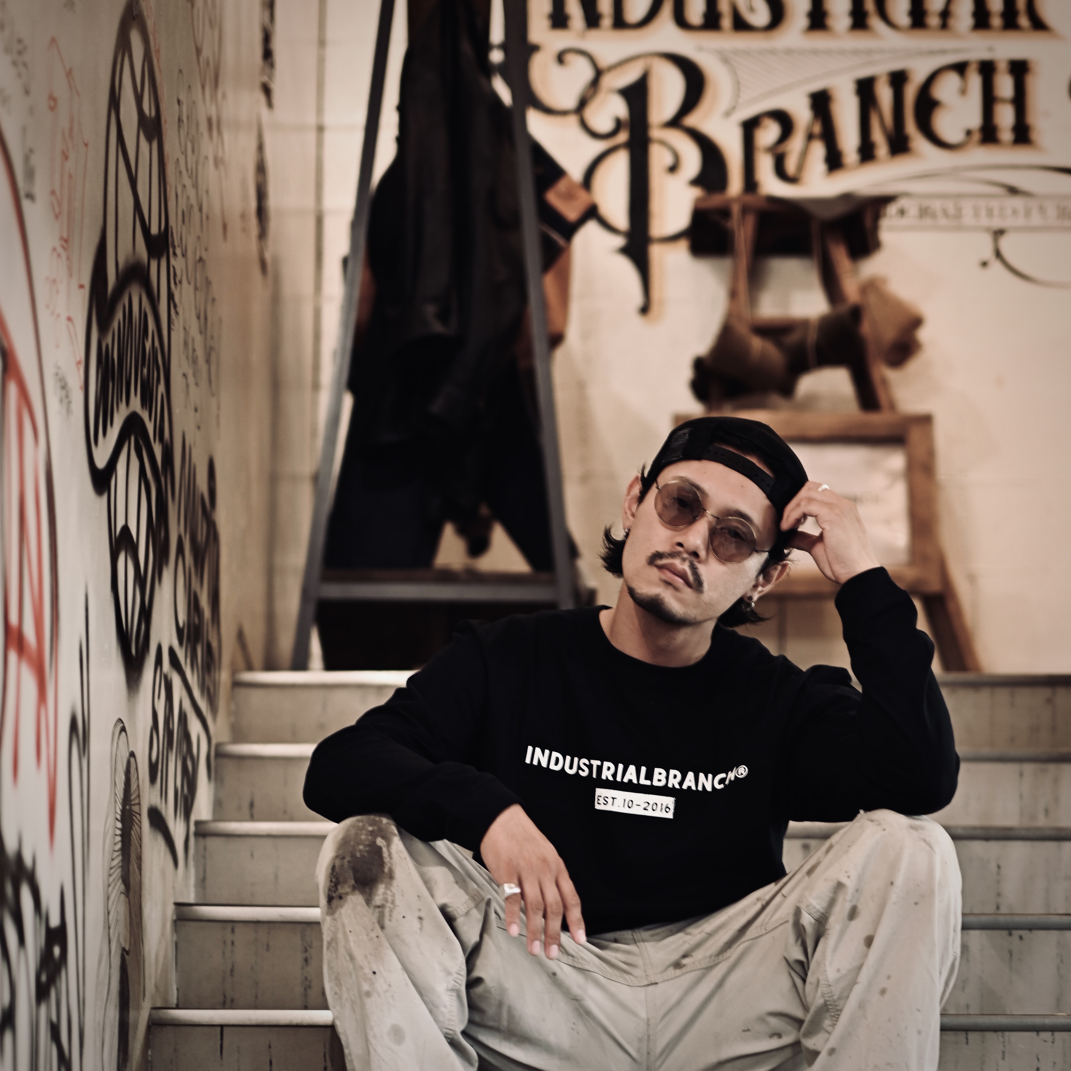 大阪のおしゃれな家具屋 オーダー家具・アイアン家具ならINDUSTRIALBRANCH® LONG T-SHIRT-BK